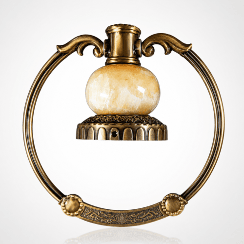 Luxury Antique Brass Bathroom Towel Ring with Decorative Marble Holder