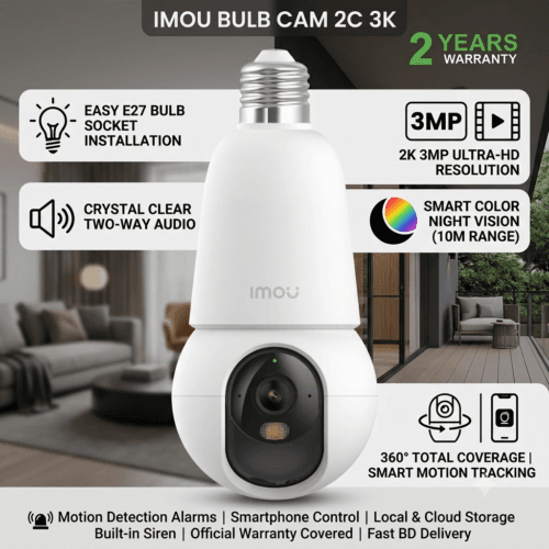 Best Imou Bulb Cam 2C 5MP 3K Wi-Fi Bulb IP Camera featuring 360 degree pan tilt, spotlight siren defense, and full color night vision
