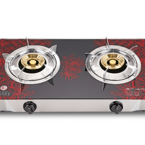Best RFL Double Glass Auto Gas Stove ROSEE Tempered Glass Cooktop
