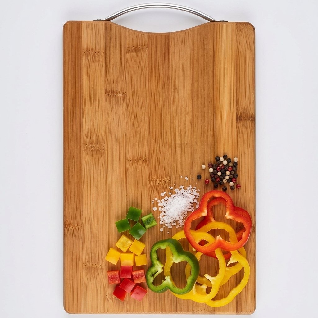 Bamboo Cutting Board with Metal Handle
