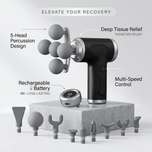 Multi Head Fascia Massage Gun - Deep Tissue Percussion Muscle Massager