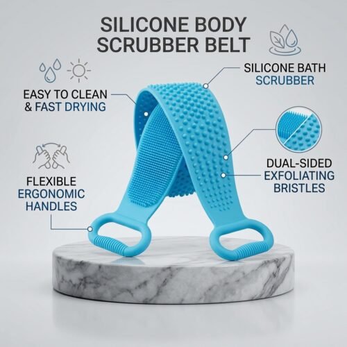 Silicone Body Scrubber Belt - Dual-Sided Exfoliating Bath Scrubber Belt