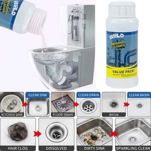 Wild Tornado Sink and Drain Cleaner Powder - Powerful Pipe Clog Remover